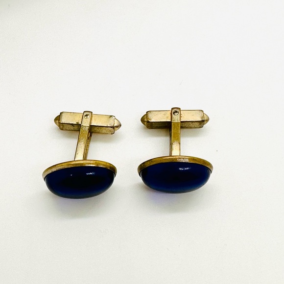 Vintage Designer Blue Glass men's cufflinks - Picture 10 of 10